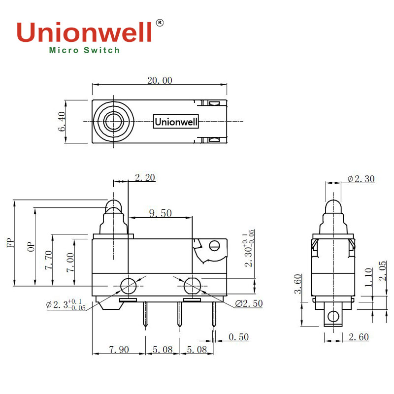 subminiature micro switch drawing