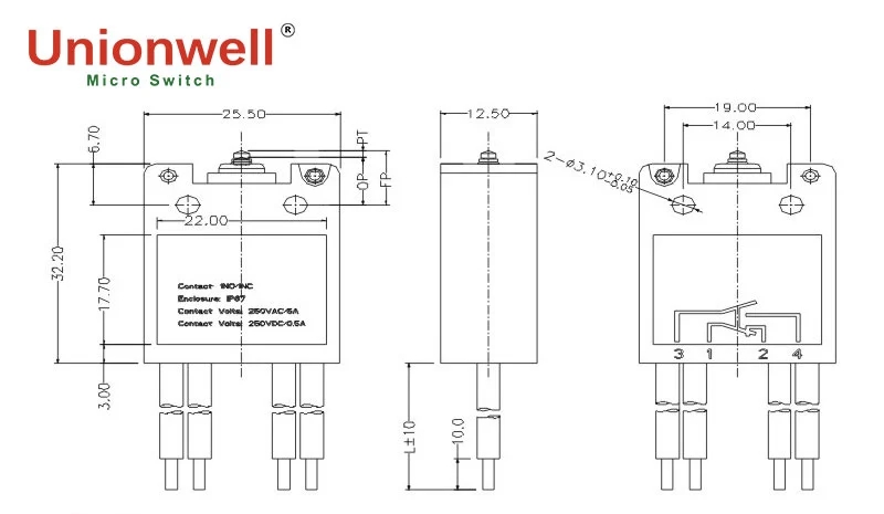 waterproof limit switch drawing