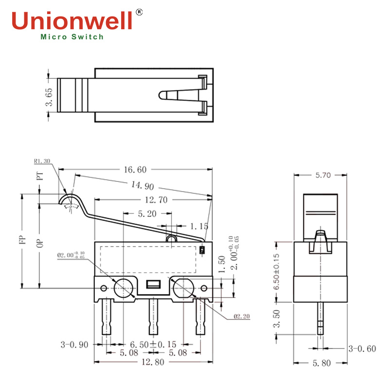 subminiature micro switch drawing