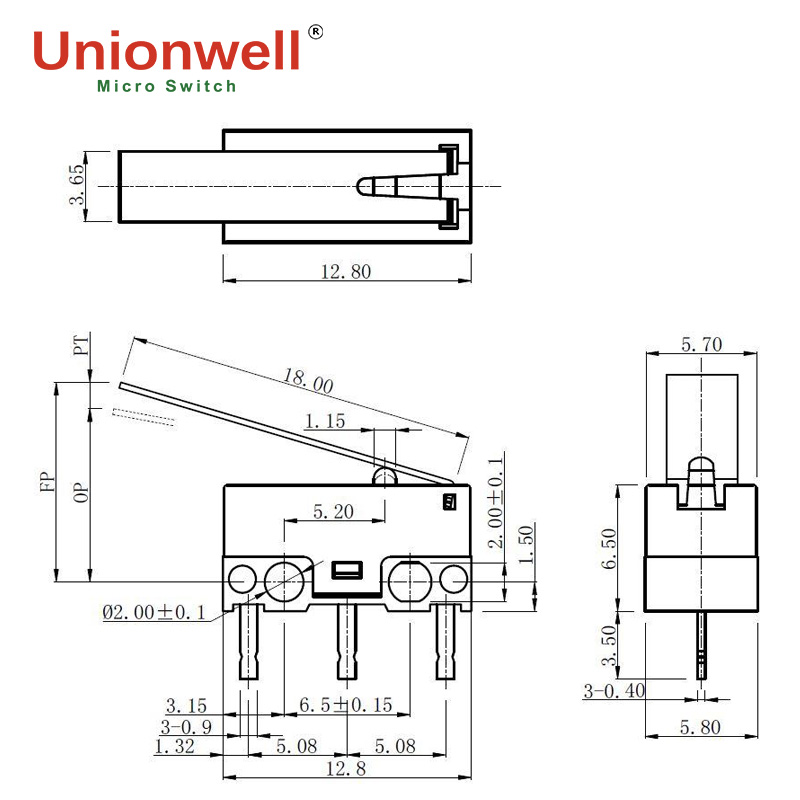 subminiature micro switch drawing