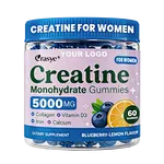 OEM/ODM Creatine Monohydrate Gummies 5000mg for Women Muscle Recovery & Collagen Beauty Support 60 Count Blueberry Flavor