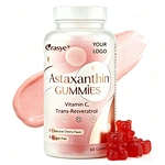 Gomitas de astaxantina OEM/ODM con 12 mg por gomita, antioxidante vegano sin azúcar con vitamina C, resveratrol apoya la salud inmune