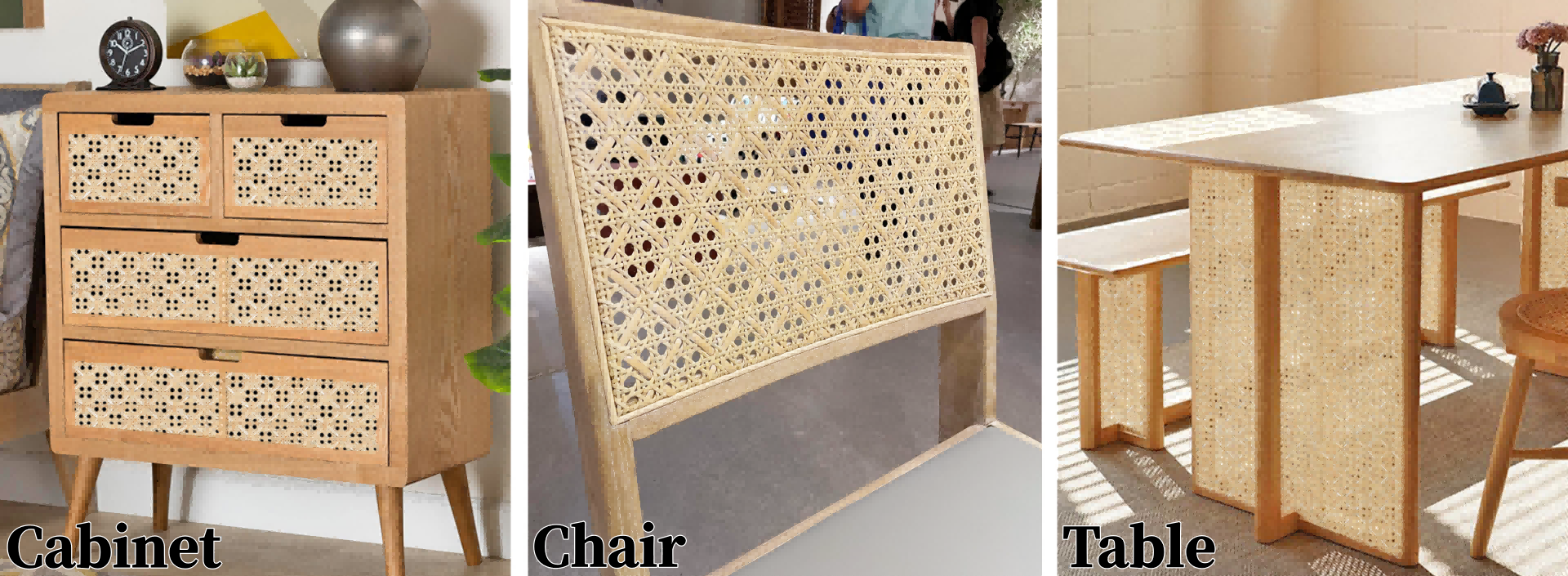 Material para móveis estilo rattã