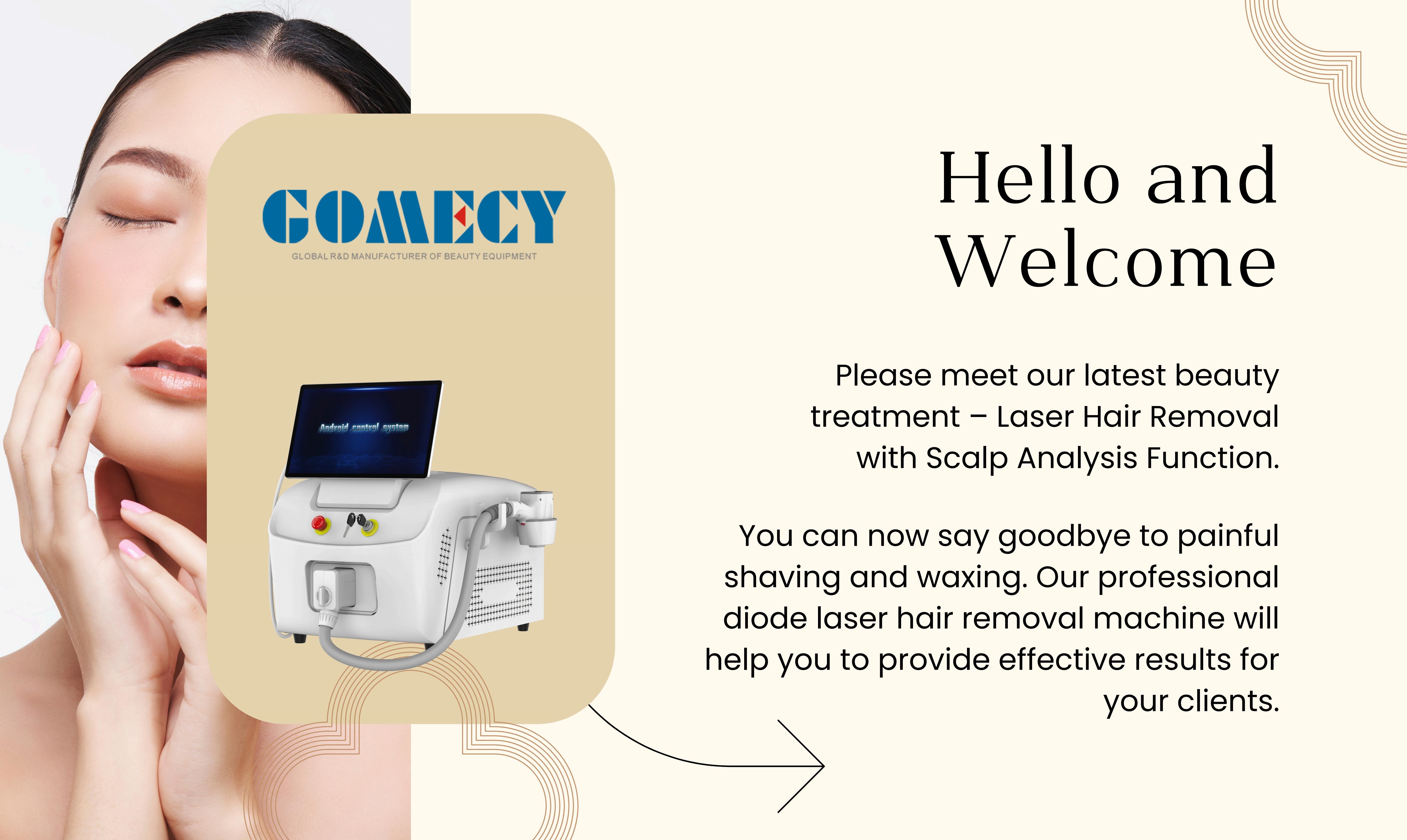 Gomecy New Design Faery Pro Diode Laser Hair Remove Scalp Skin Hair Condition Detection Combinataion