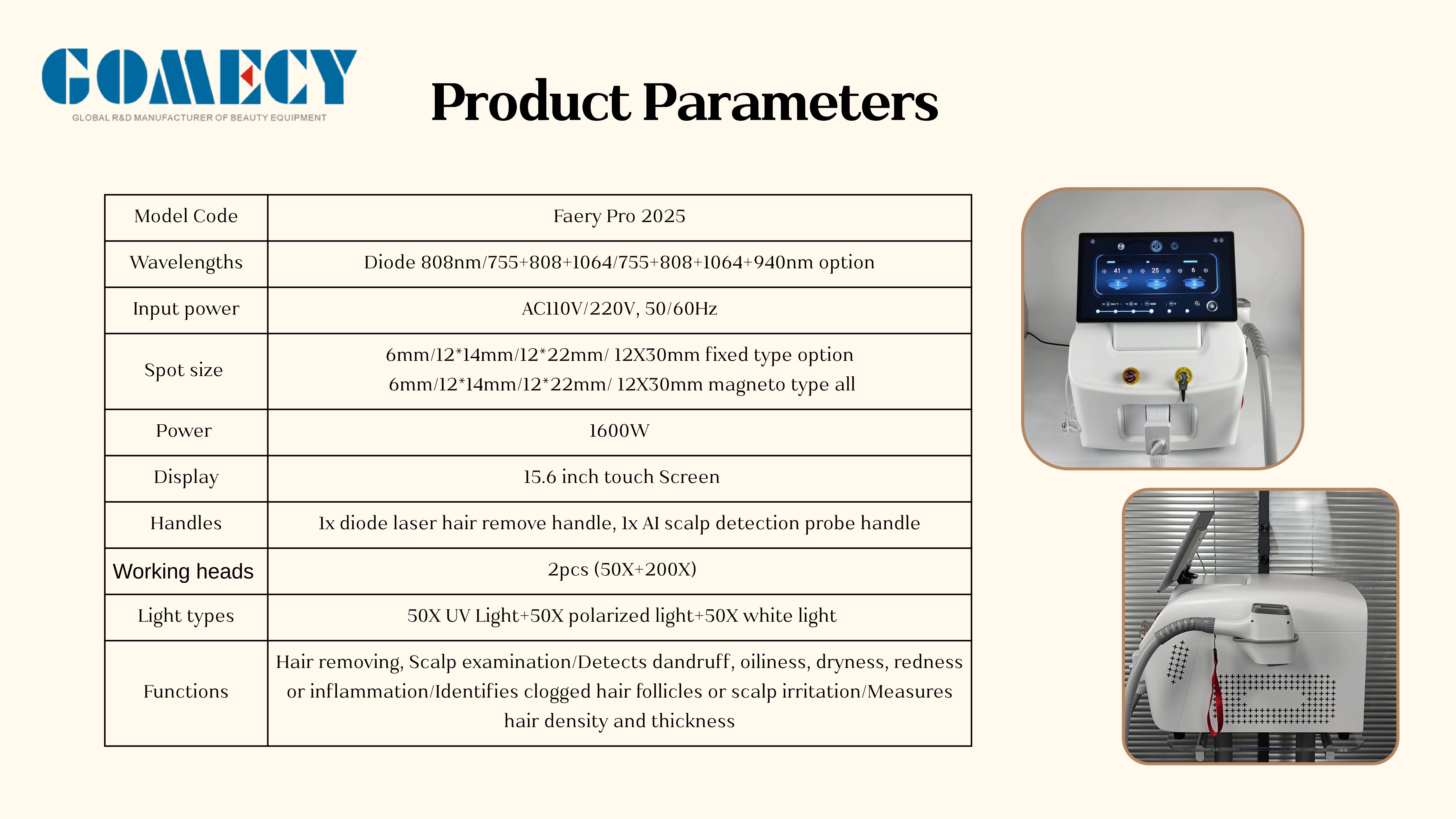 Gomecy New Design Faery Pro Diode Laser Hair Removal specification