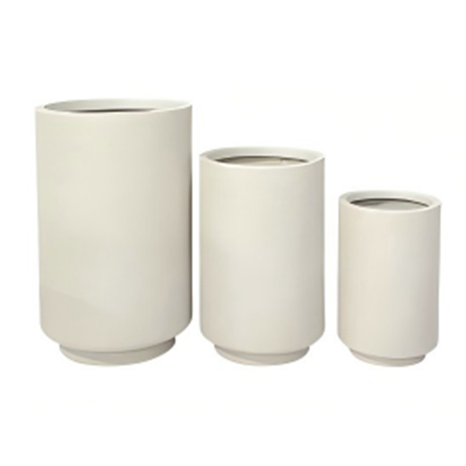 white modern outdoor plant pots with three sizes