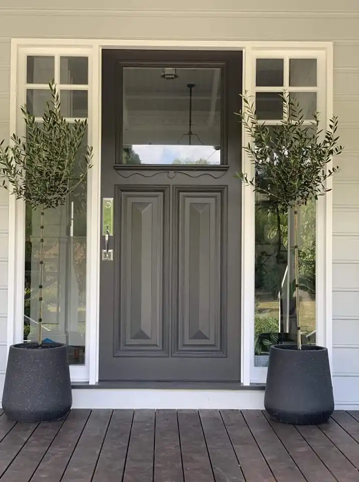 Black lightweight GRC planters for front door and outdoor entrance decoration
