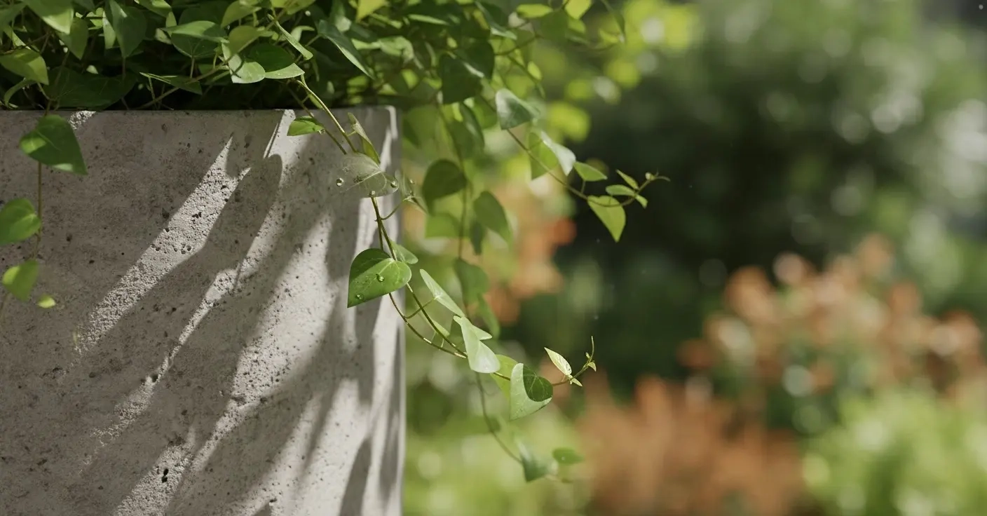 Close up texture of weather-resistant commercial planter finish