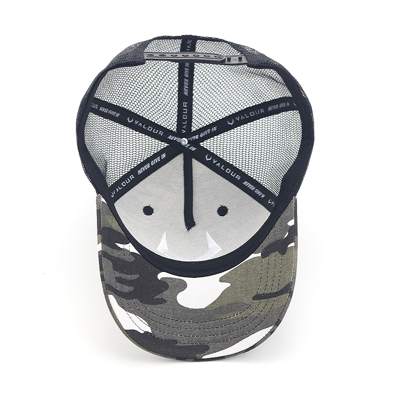 A camo cap with an embroidered logo is a unique and stylish piece of headwear. The cap itself features a camouflage pattern, which is typically inspired by military designs and consists of a blend of earthy tones like greens, browns, and grays.