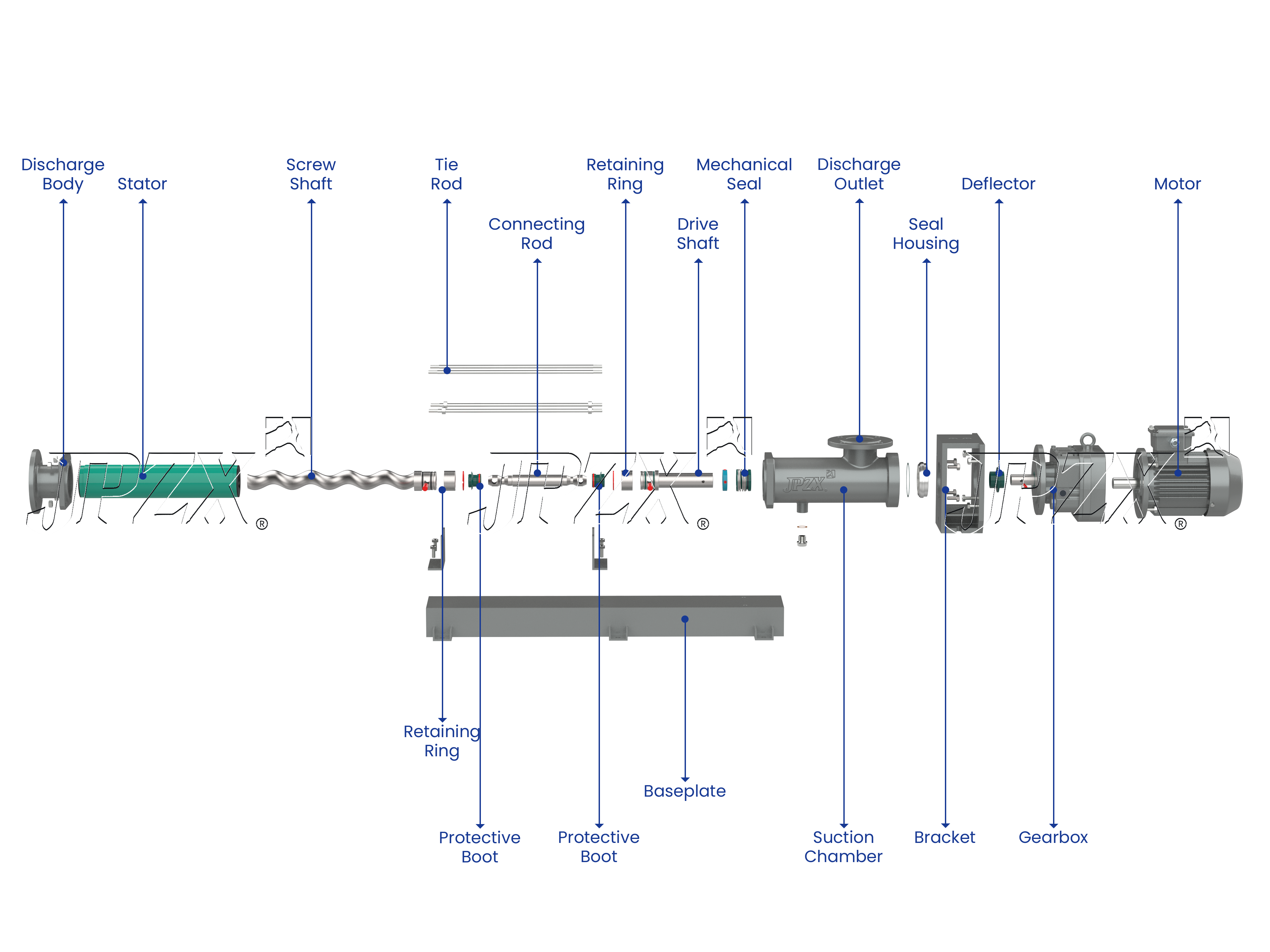 ZN Series Single Screw Pump Exploded Assembly View | JPZX