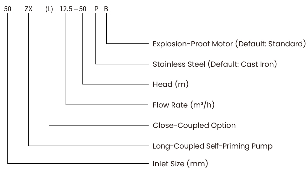 ZX Self-Priming Centrifugal Pump Model Designation and Nomenclature Chart | JPZX
