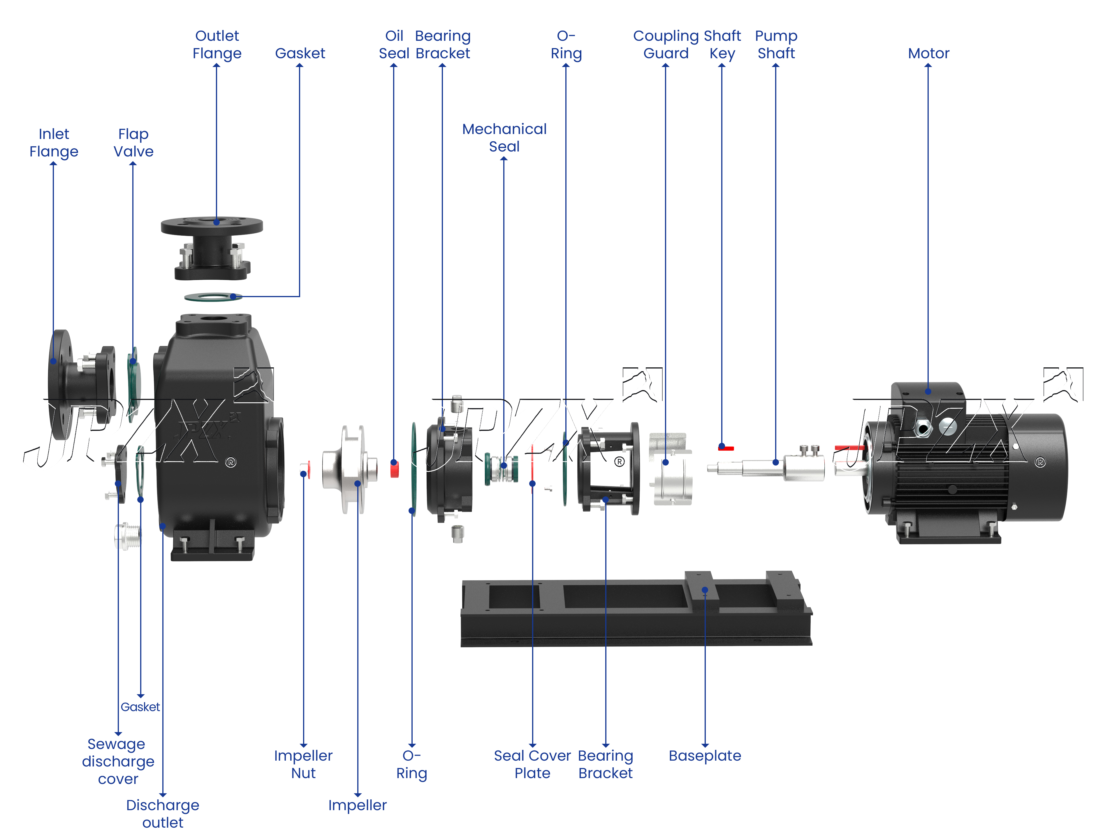 ZWII 2nd generation self-priming sewage pump structure
