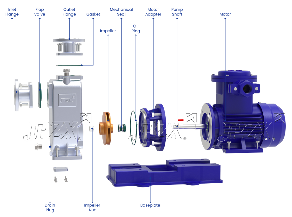 Close-Coupled Self-Priming Oil Pump CYZ-A-L Series Parts Breakdown Diagram | JPZX