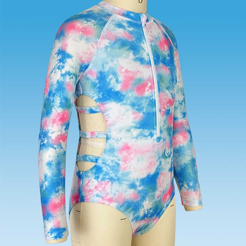 surf set, long sleeves, zipper,cutout waist