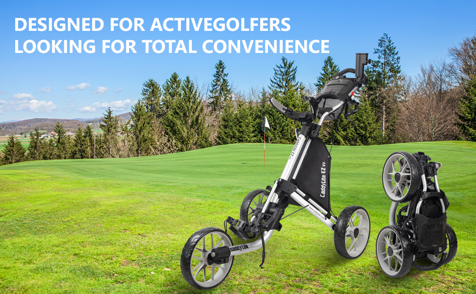 CaddyLite EZ V8 3 Wheel Golf Push Cart - Foldable, Collapsible, Lightweight and Easy to Use