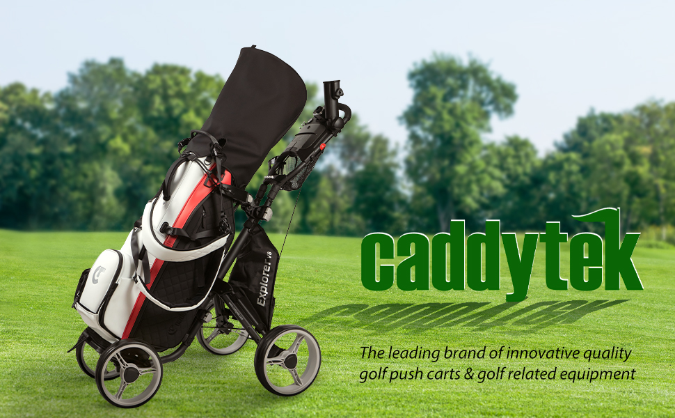 CaddyTek Explorer V8 - SuperLite 4 Wheel Golf Push Cart, Durable & Easy to use Golf Enthusiast