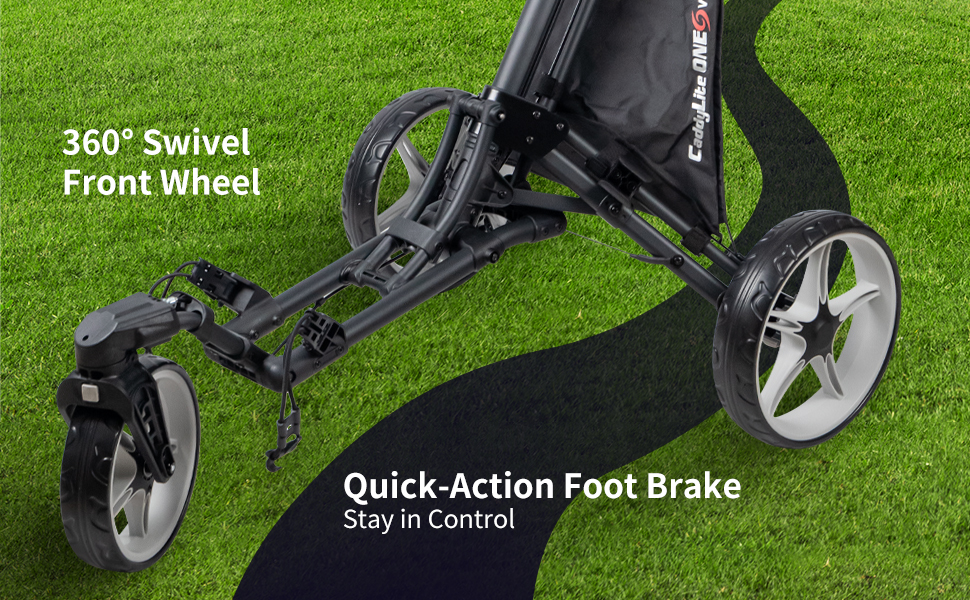One click golf push cart, Innovation & Easy to use, Swivel front wheel & Sturdy, Golf Enthusiast