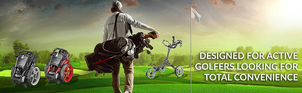 Compact golf push cart, Durable & Easy to use, Foldable mechanism, Golf Enthusiast
