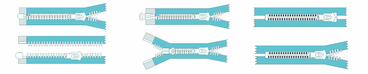 plastic zipper open end two way open end close end
