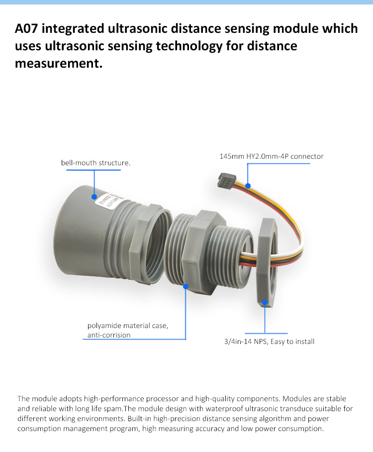 A07 integrated ultrasonic distance sensing module