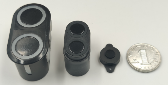 Size of module DYP-A21, DYP-A22, DYP-R01 compared with coin