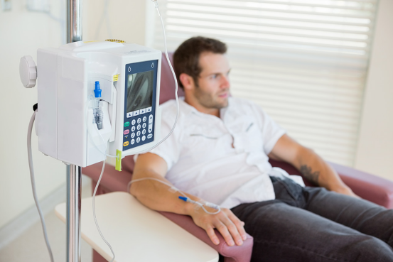 Patient receiving intravenous infusion
