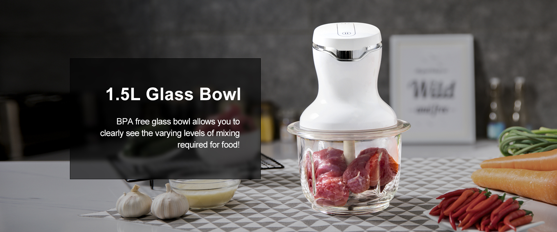 food chopper with 1.5l glass bowl