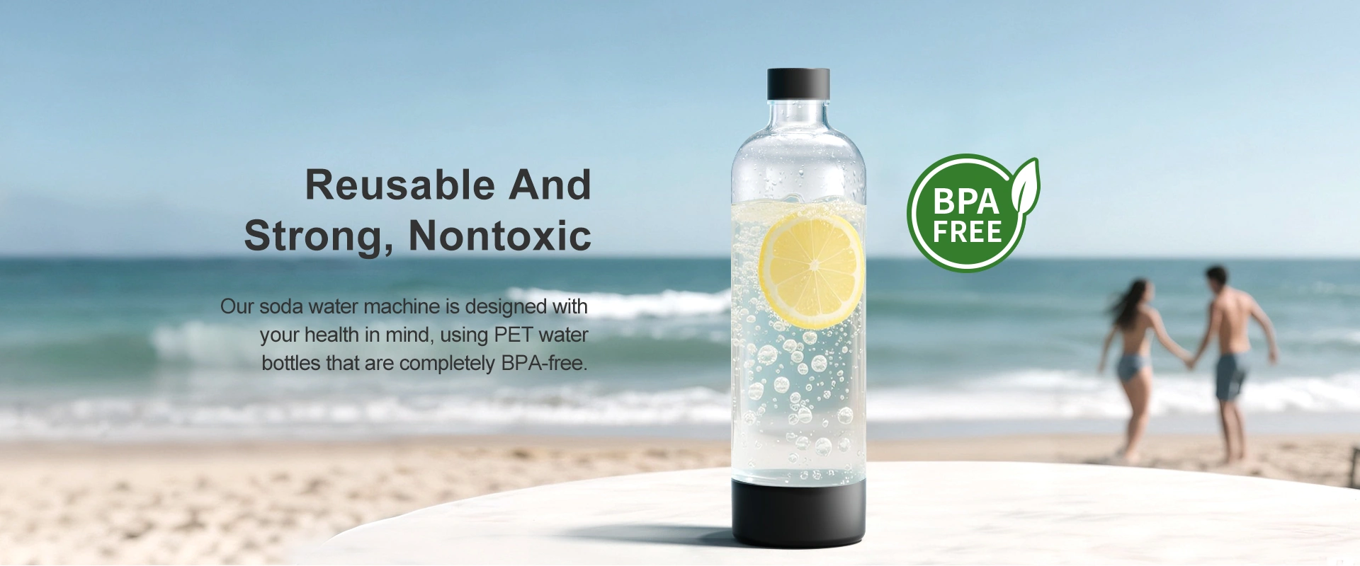 botella de agua de soda reutilizable