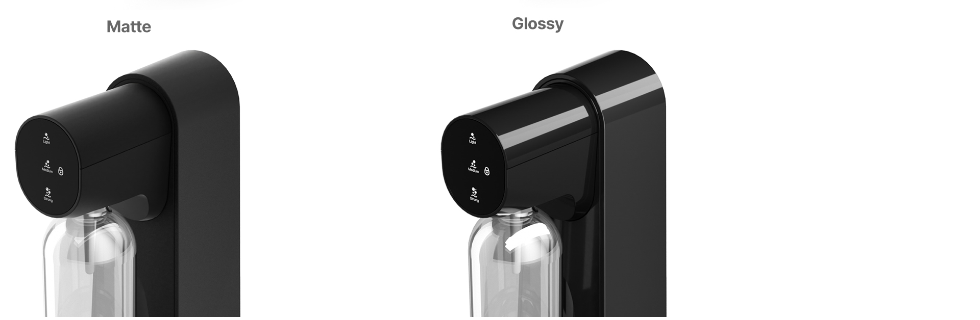 matte electric soda machine and glossy soda maker