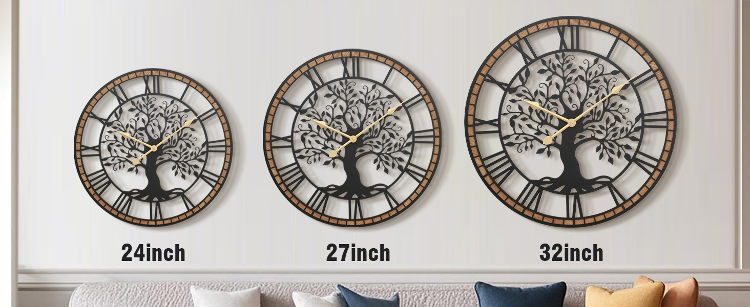 Tree of Life Metal Old Mantelpiece Clocks beautifully complementing a modern livingroom decor