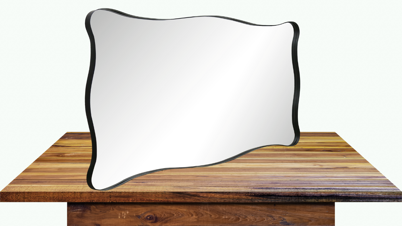 Streamlined Curved Wavy Full Length Mirror providing a modern touch to a chic office space