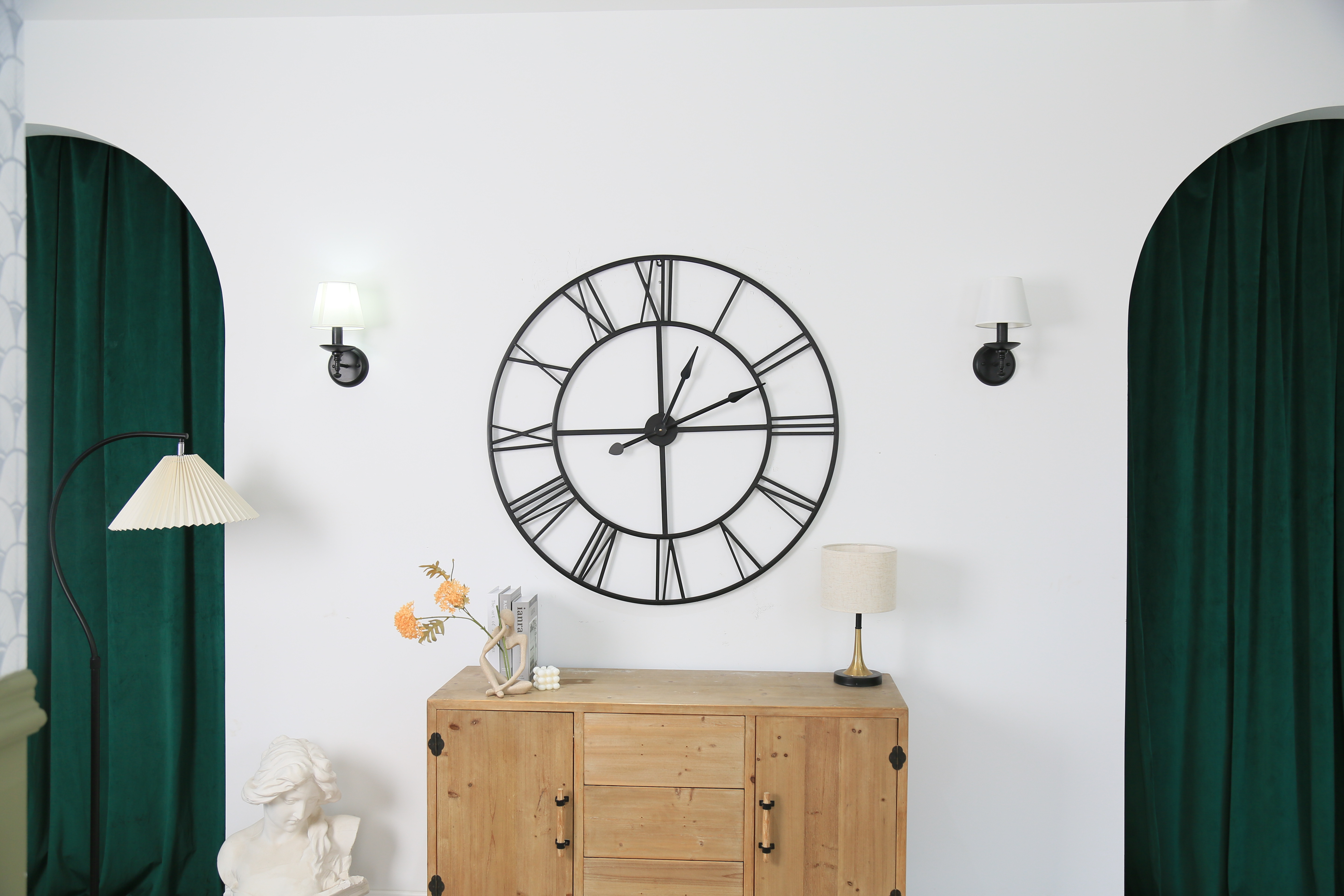 Roman digit clock on livingroom wall