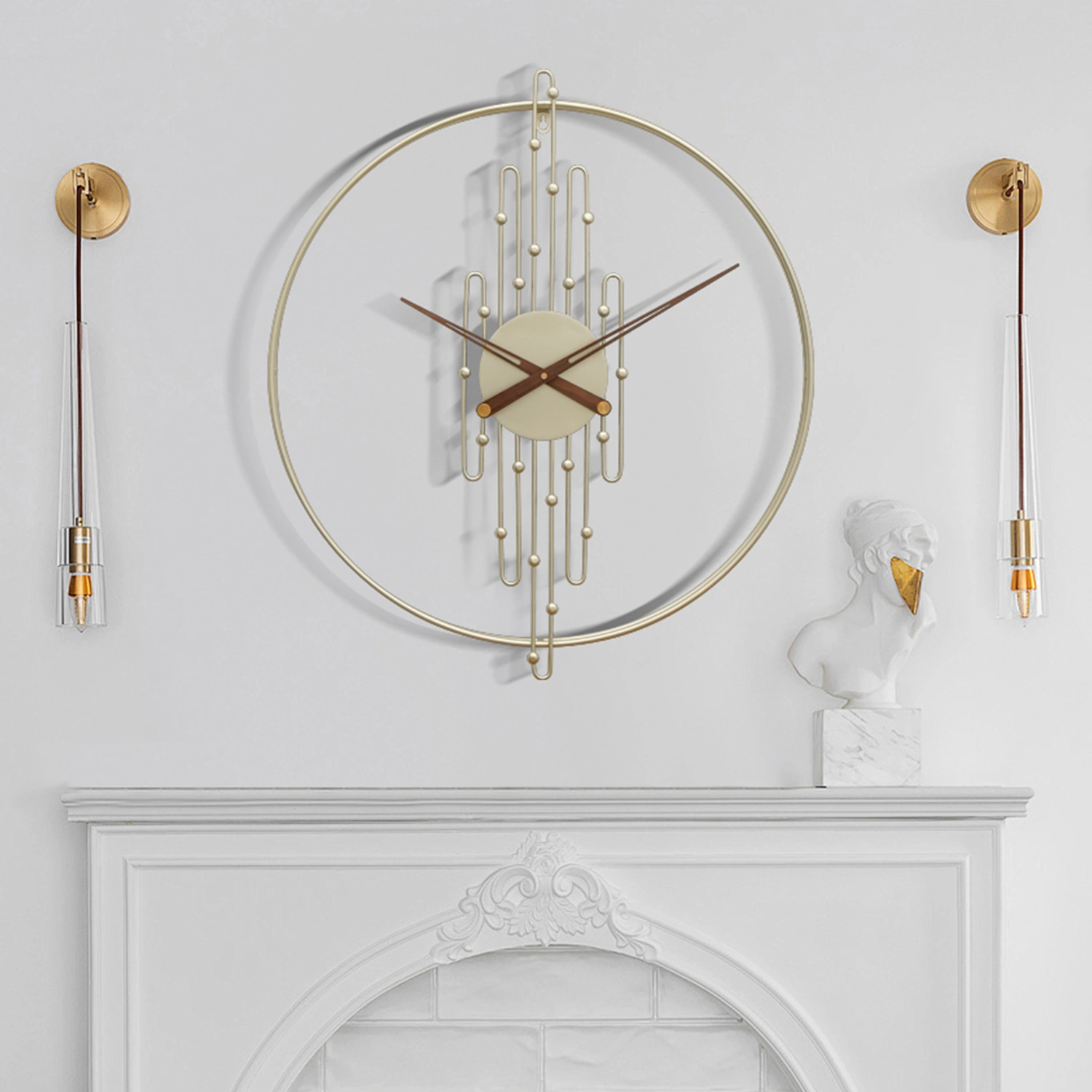 Modern wall clock on livingroom wall