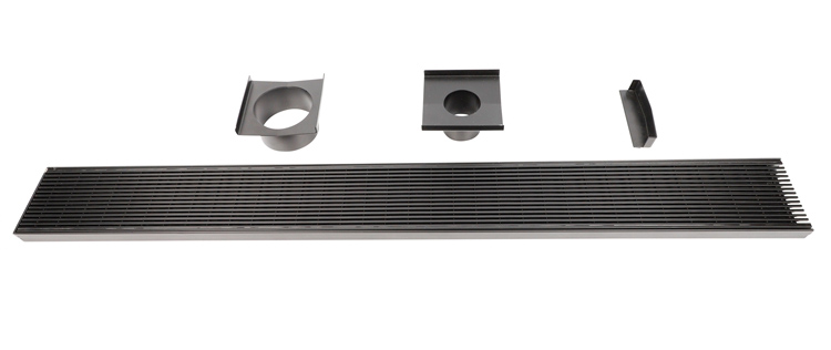 linear shower drain black