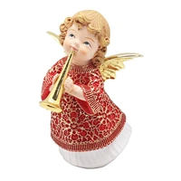Polyresin Standing Angel Figurine With Trumpet Desktop Decor