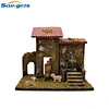 Nativity Scene Wooden Stable with fountain