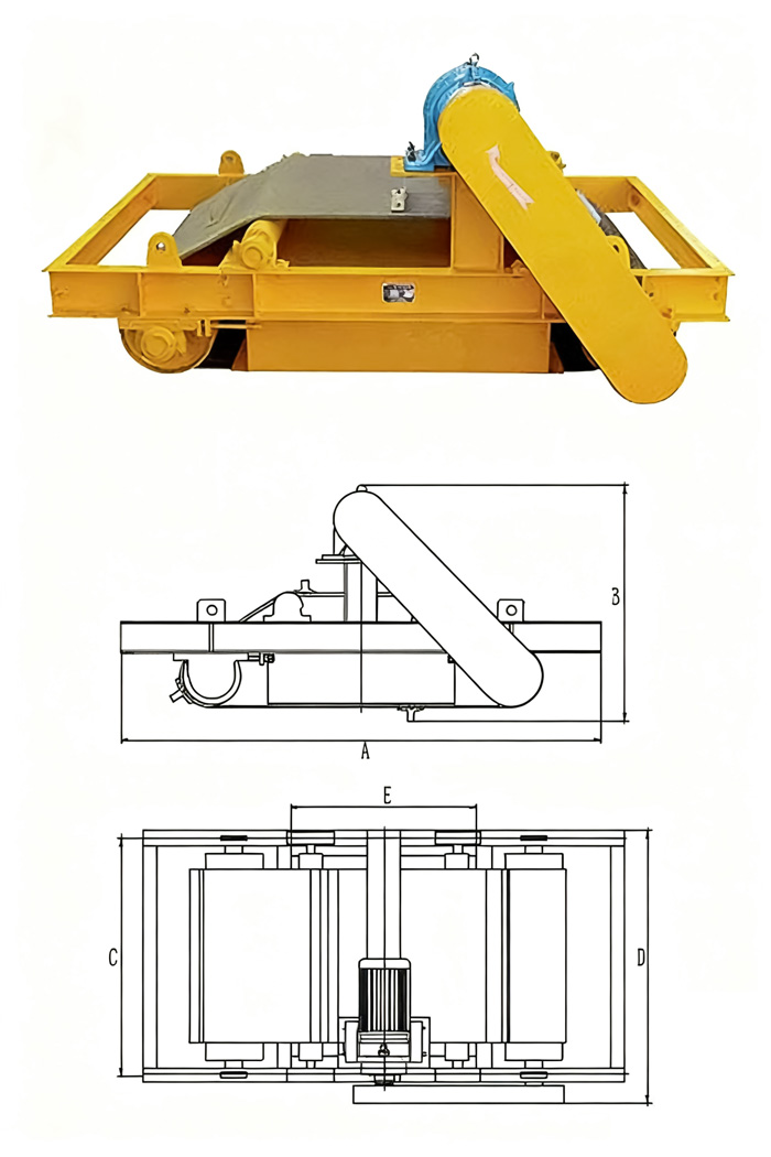RCYDII Belt Type Magnetic Separator & Permanent Suspension Magnet Schematic Diagram