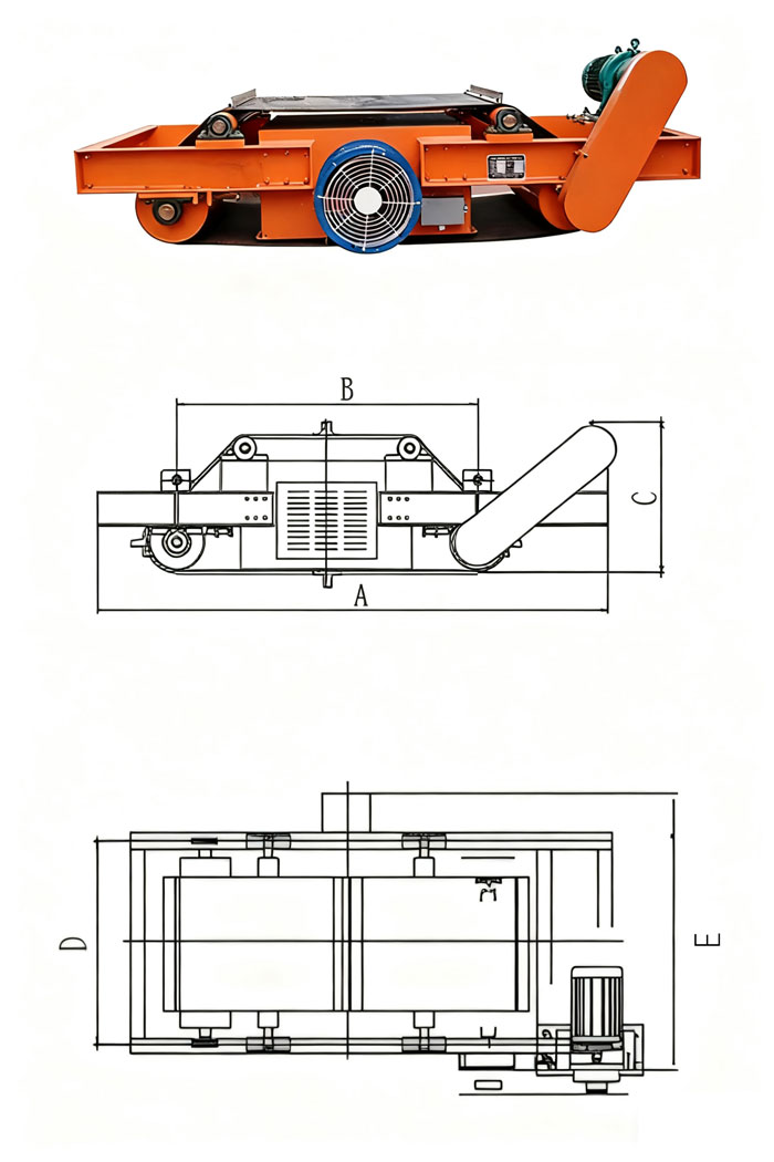 RCYA Hump Magnet Magnetic Separator Schematic Diagram