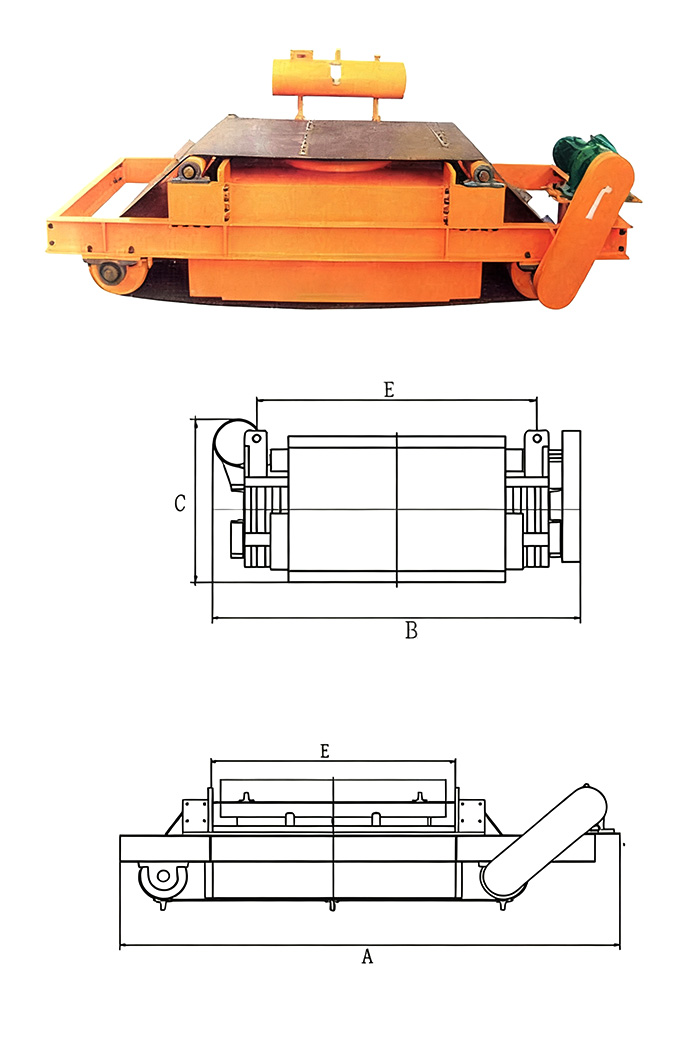 RCDF Oil-cooled Suspended Conveyor Electro Suspension Magnet Schematic Diagram