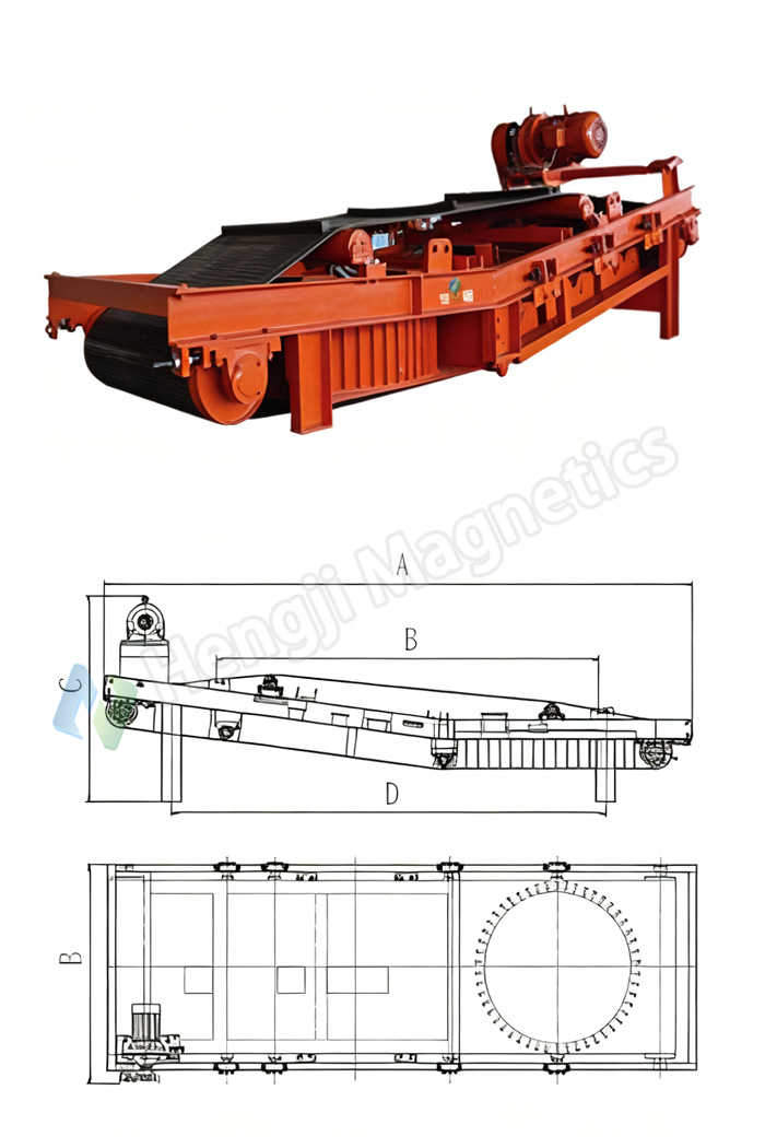 LJK Overbelt Magnetic Iron Ore Separator Schematic Diagram