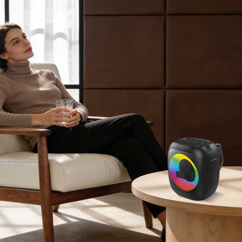Portable RGB Bluetooth Speaker,ABS 1203 Wireless Speaker,5W TWS Bluetooth Speaker with FM Radio
