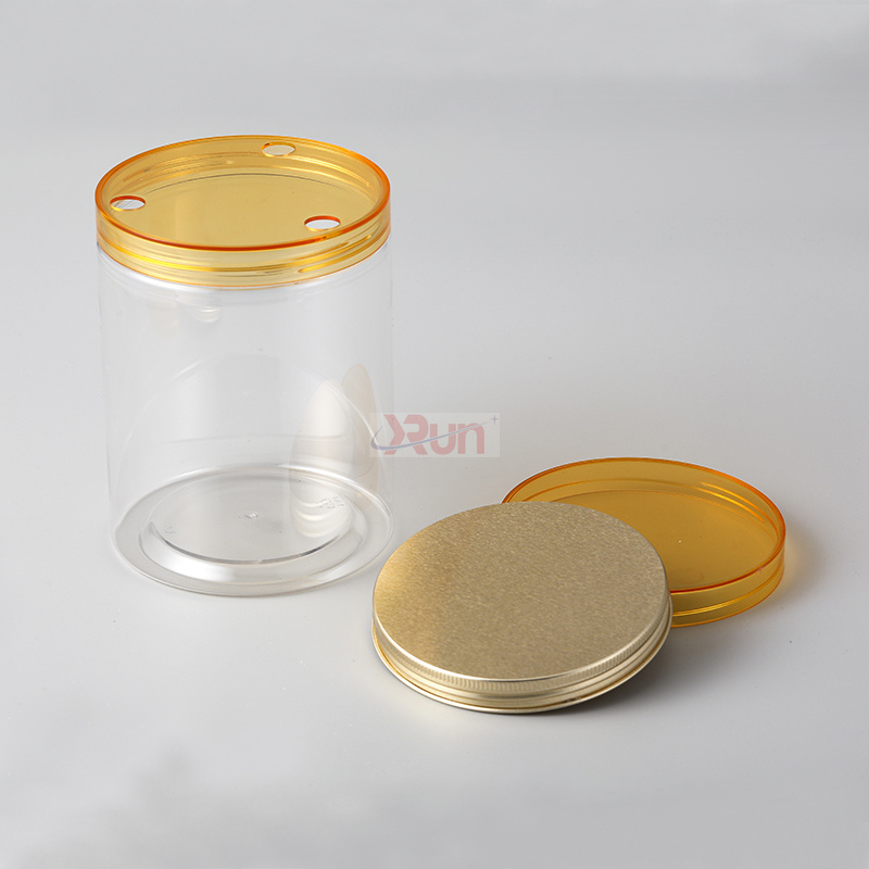 Protect your cookie cans with an empty plastic jar and custom snack packaging that incorporates pressure sensitive gaskets