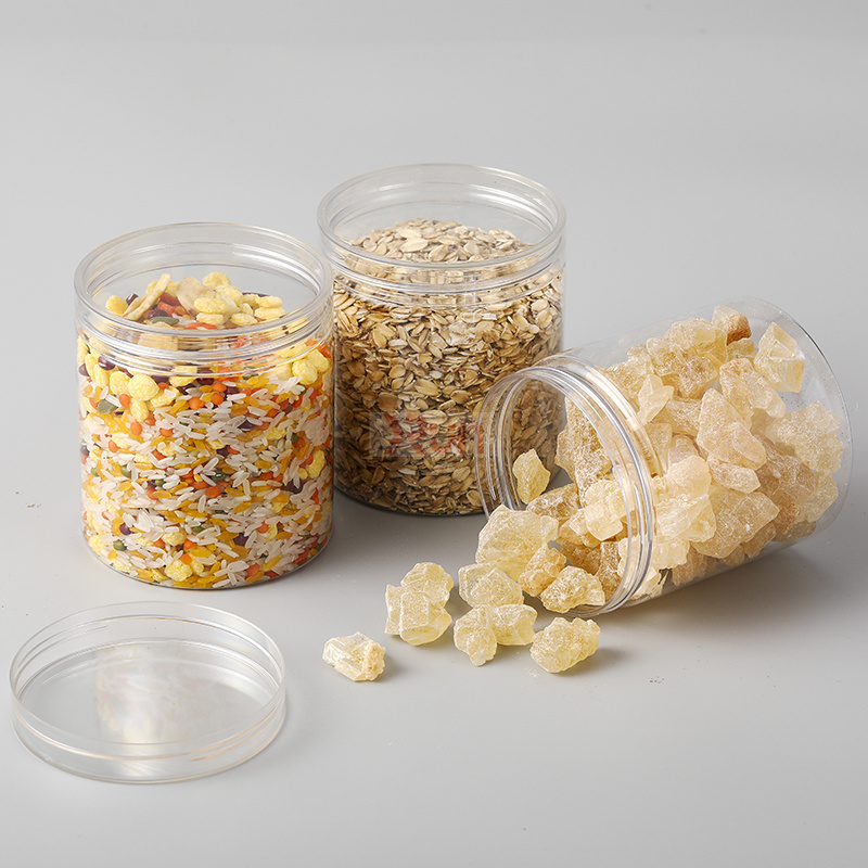 Our plastic jars for dry goods are ideal for dry fruits packaging, providing reliable clear jars with lids, and serving as practical plastic bottle recycling containers