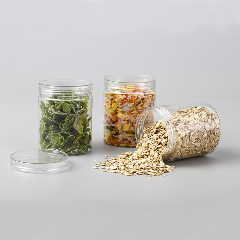 Fresh-keeping plastic bottles ensure optimal nuts storage in a reliable transparent PET container, complementing our pet food jars.