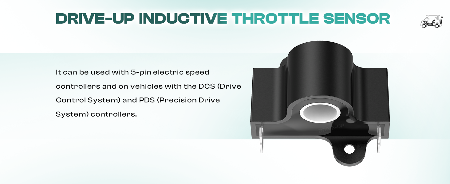 This golf cart inductive throttle sensor can be used with the DCX and PDS controllers.