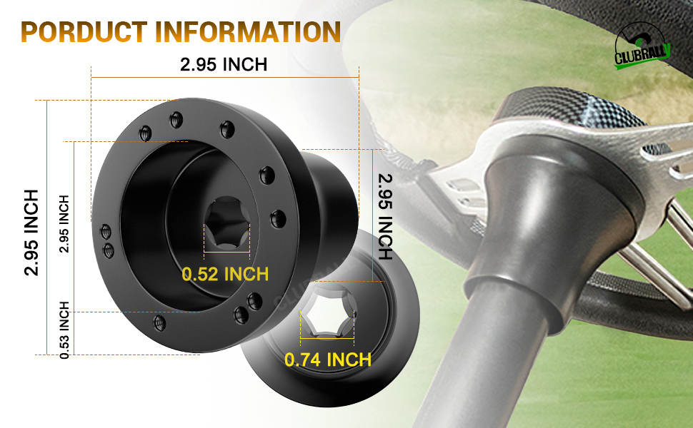 Drive-up Club Car steering wheel adapter's information