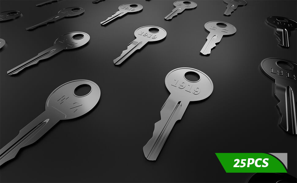 The golf cart key package includes 25 identical keys
