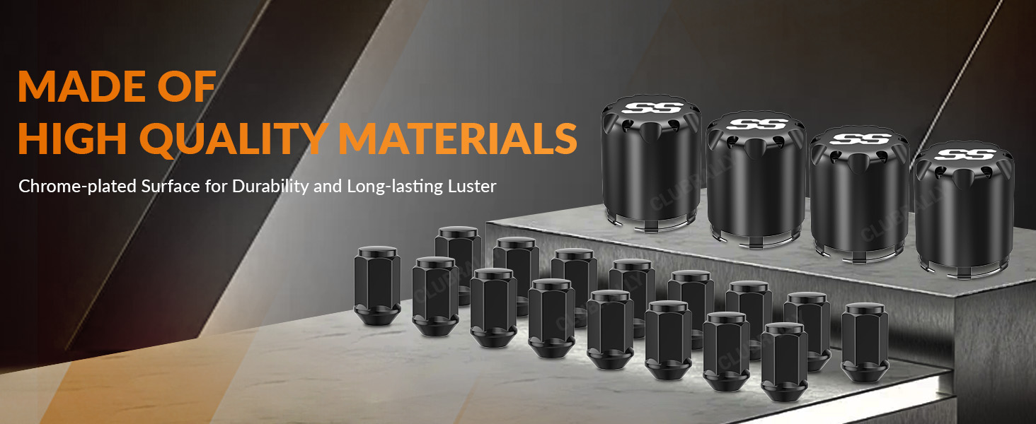 Black Golf Cart Center Caps & Wheel Lug Nuts Kit