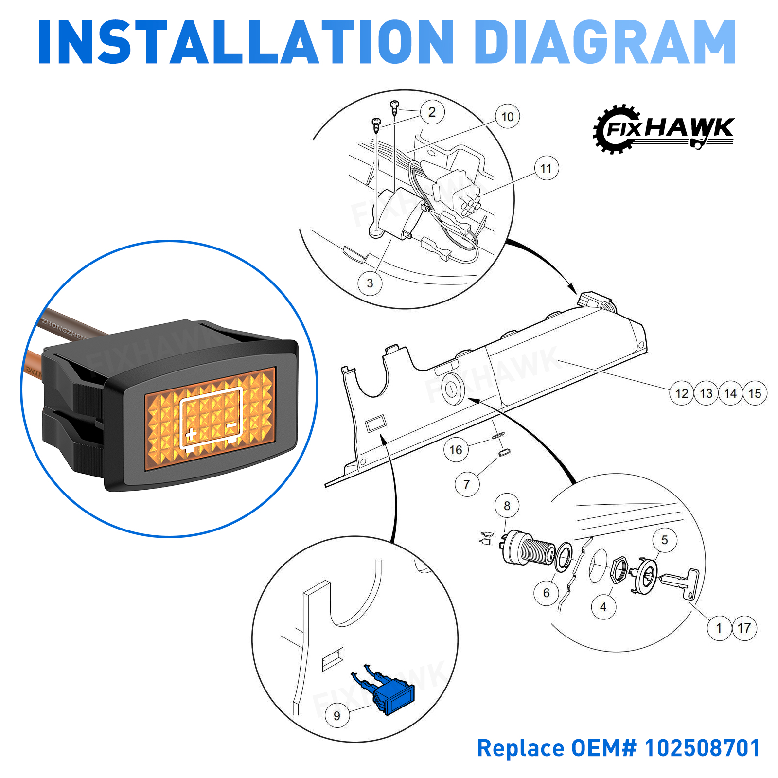 48 volt golf cart battery light