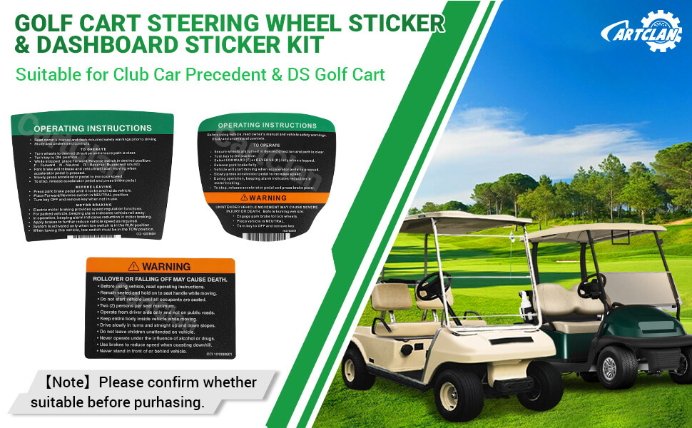 Club Car Steering Wheel and Dashboard Decal